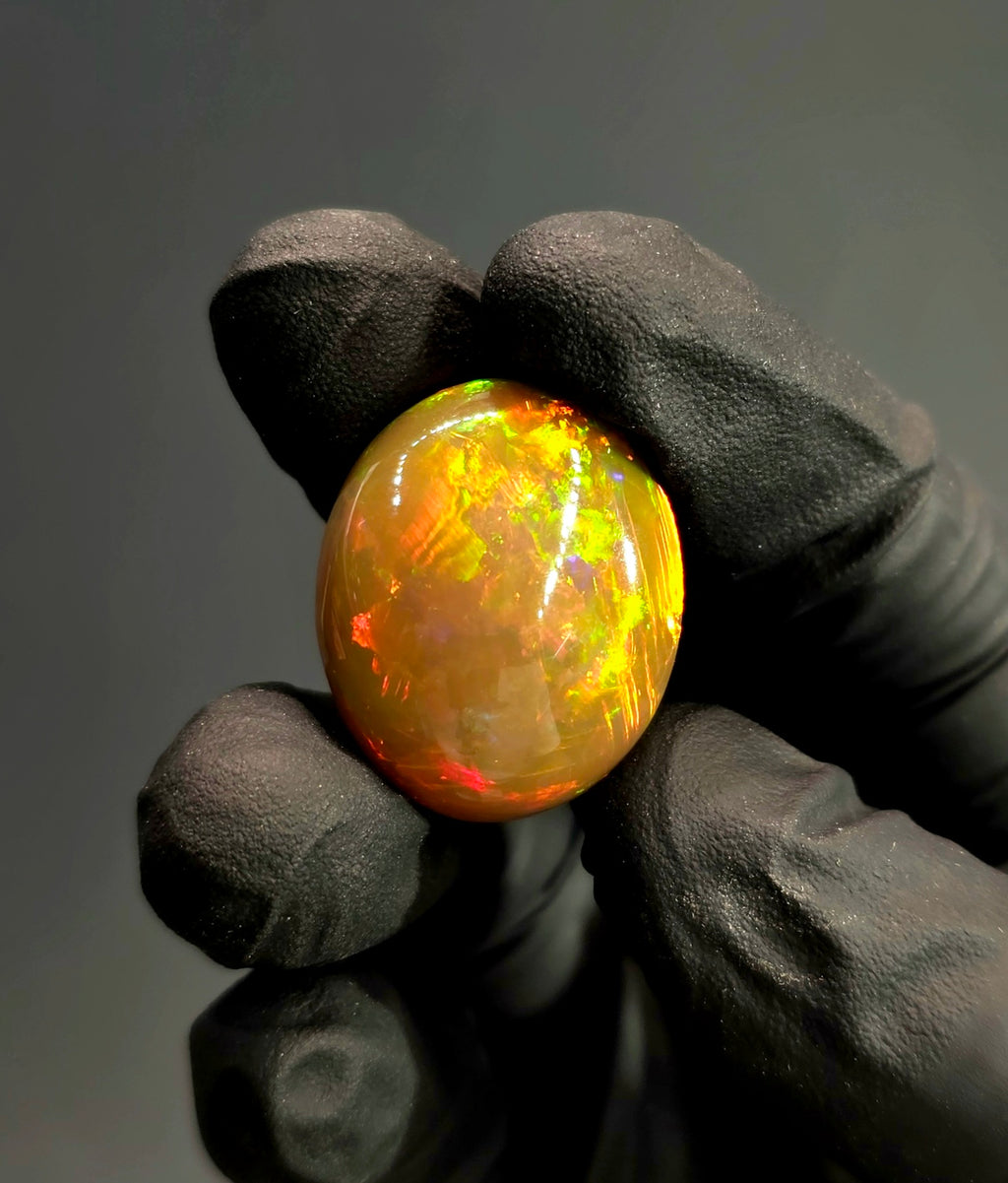 Natural Ethiopian Welo Opal  Cabochon- 43.78ct Oval Opal with Red and Green Fire