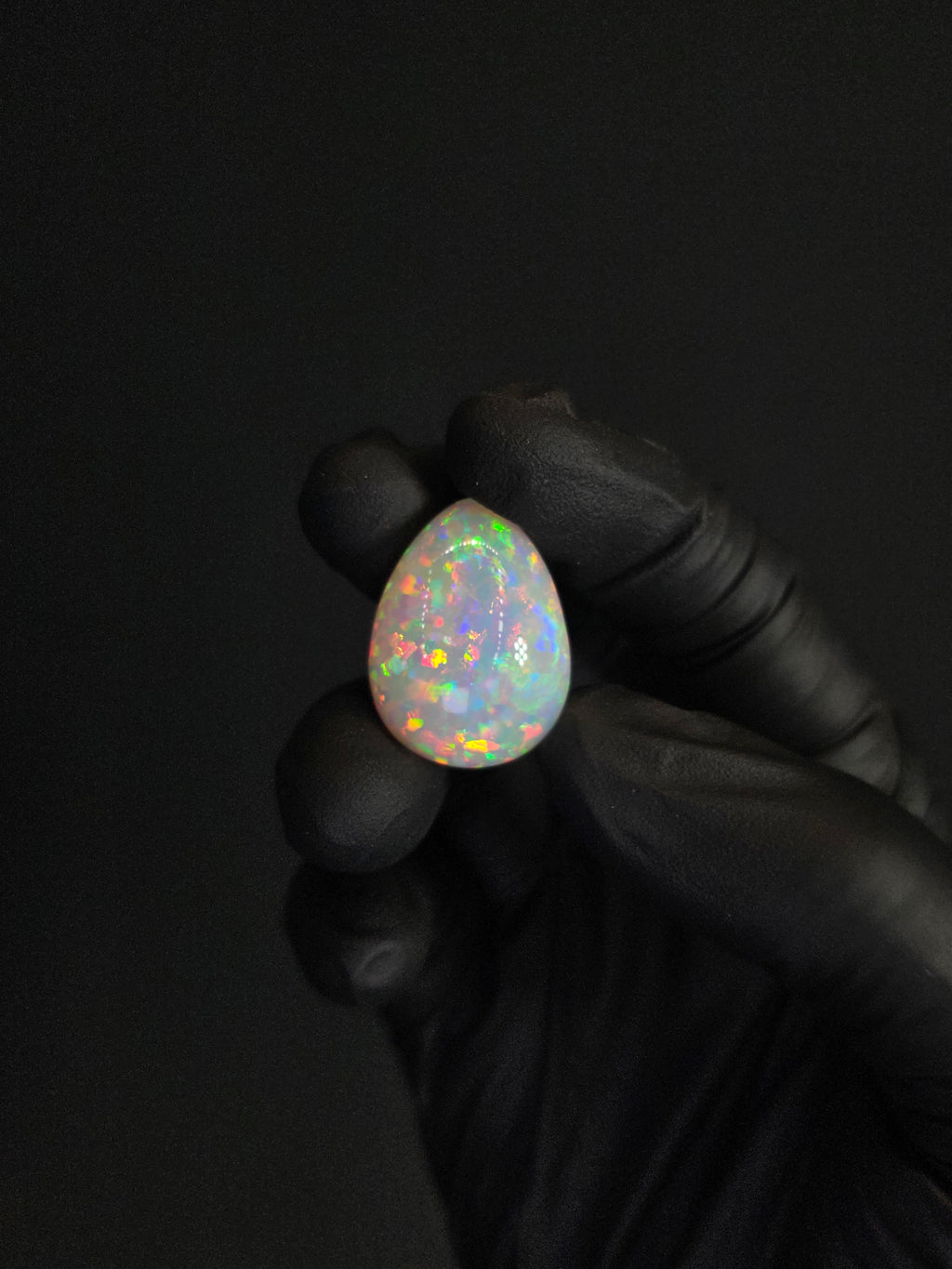 31.4ct Natural Ethiopian Welo Opal Cabochon – Pear Crystal Opal with Red, Green & Blue Fire