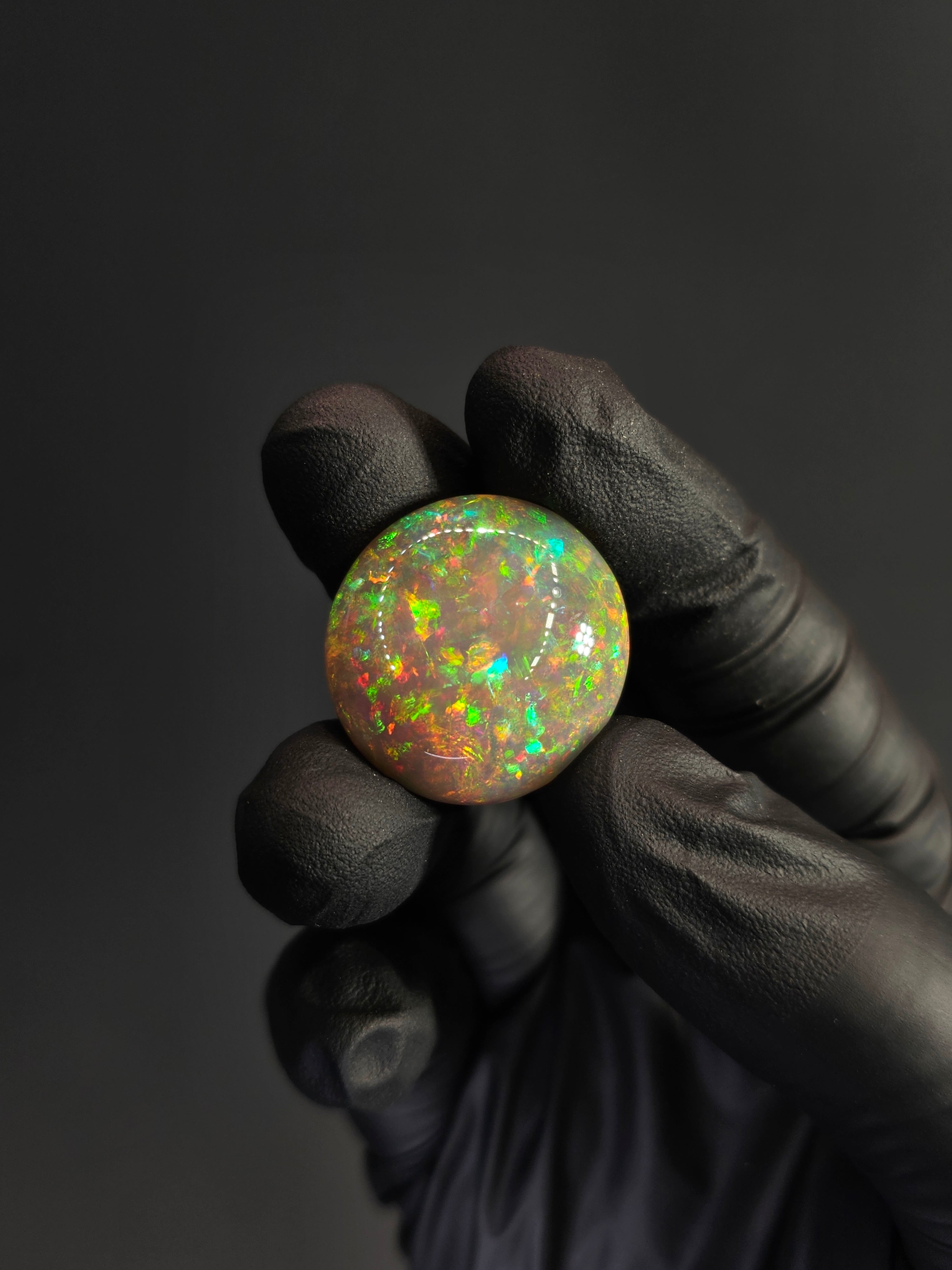 51ct Natural Ethiopian Welo Opal Cabochon – Large Multicolor Fire Opal (27.3 × 26.3 × 14.6 mm)