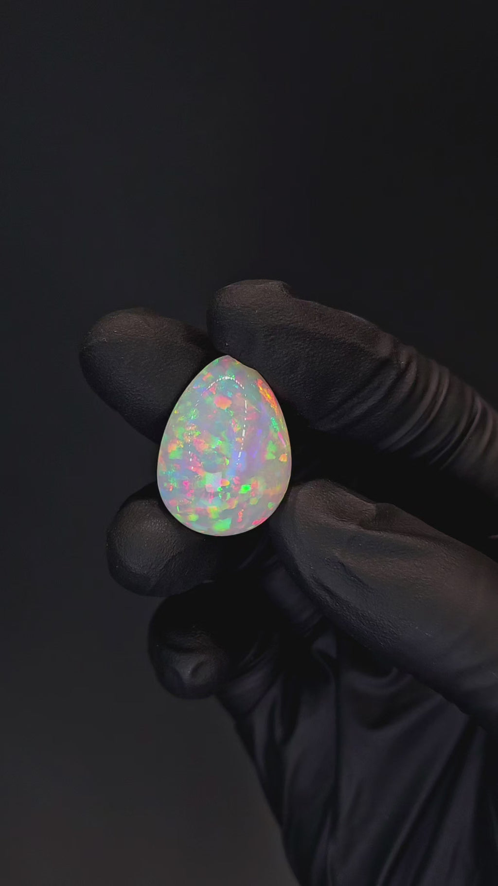 31.4ct Natural Ethiopian Welo Opal Cabochon – Pear Crystal Opal with Red, Green & Blue Fire
