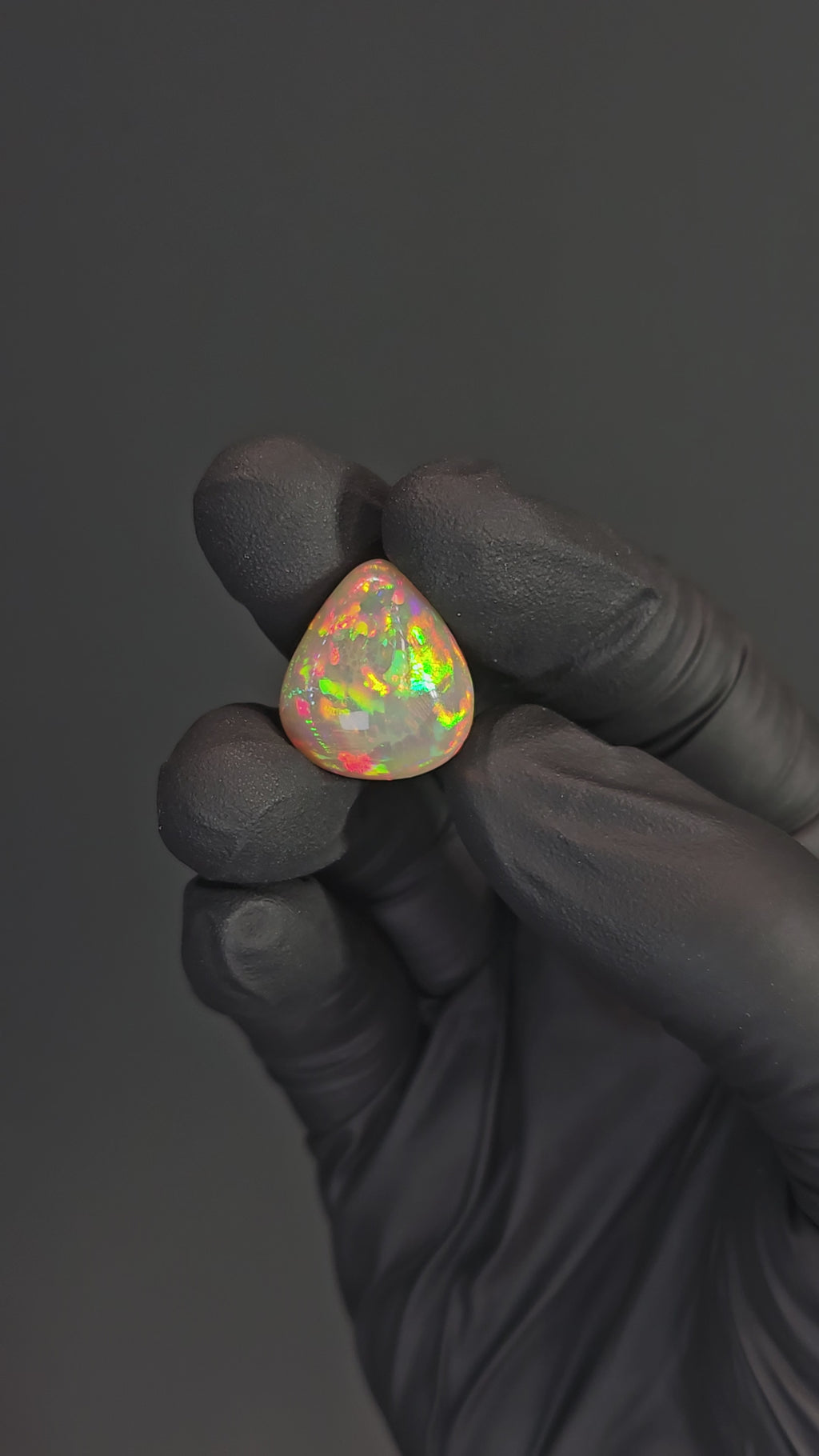 17ct Natural Ethiopian Welo Opal Cabochon – Pear / Trillion Crystal Opal with Red & Green Fire